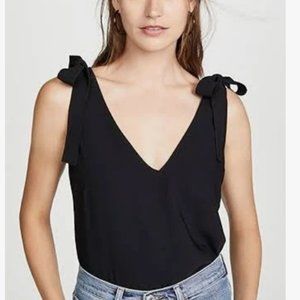 Amanda Uprichard Josephina Shoulder Tie V- Neck Top.